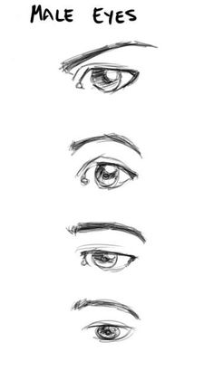 an image of different eyes with the words male eyes written in black and white on it