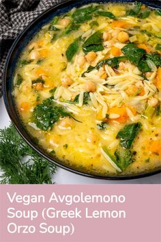 vegan avgolemono soup greek lemon orzo soup