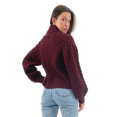 Rich burgundy turtleneck featuring cable knit detailing. Soft & cozy True to size Imported Brown Cable Knit Turtleneck For Fall, Cozy Cable Knit Turtleneck For Fall, Casual Cable Knit Turtleneck With Funnel Neck, Solid Cable Knit Turtleneck Outerwear, Casual Cable Knit Funnel Neck Sweater, Trendy Cable Knit Turtleneck Sweater, Cable Knit Turtleneck For Layering, Fall Cable Knit Turtleneck, Casual Solid Color Cable Knit Turtleneck