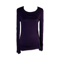 New Without Tags Deep Purple Stretchy Long Sleeve Shirt Fitted Long Sleeve Purple T-shirt, Fitted Long Sleeve Blouse For Layering, Purple Stretch Crew Neck Top, Purple Crew Neck Top For Layering, Purple Long Sleeve Relaxed Fit Blouse, Purple Relaxed Fit Long Sleeve Blouse, Purple Tops For Fall Layering, Stretch Long Sleeve T-shirt For Layering, Long Sleeve Knit Top For Layering