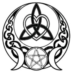 the celtic symbol with two intertwined circles and an inverted pentagramil in the center