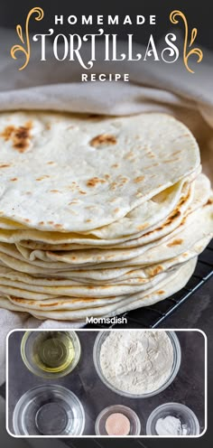 homemade tortillas recipe with ingredients on the side