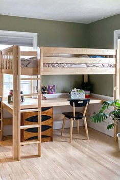 loft bed for kids, loft bed with desk, kids bedroom Twin Bed With Desk, Raised Twin Bed, Twin Xl Loft, College Furniture, Queen Bunk Beds, Loft Bed With Desk