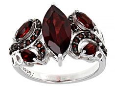 Enjoy exceptional value and unbeatable prices. Explore this Red garnet rhodium over sterling silver ring 2.44ctw from JTV today. Rings Red, Almandine Garnet, Broken Chain, Silver Band Ring