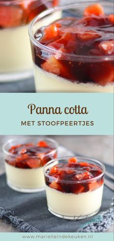 panna cota dessert with strawberries in it