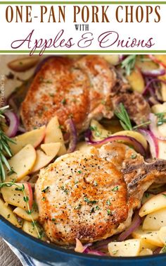 one pan pork chops with apples and onions