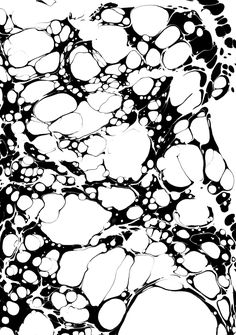 an abstract black and white painting with lots of bubbles