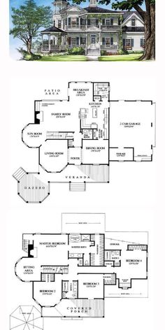 two story house plans with large windows and lots of room for the family to use