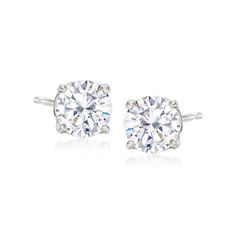 Ross-Simons - 6.00ct t. w. Cubic Zirconia Jewelry Set: Three Pairs of Stud Earrings in Silver. This three-pair set of round brilliant-cut CZ stud earrings will keep you looking fashionable no matter what you're doing. The three different sizes - 5mm at 1.00 ct. t. w., 6mm at 2.00 ct. t. w. and 7mm at 3.00 ct. t. w. - will take you from the grocery store to the gala event in dazzling and affordable style. Post/clutch, CZ stud earring set. CZ weights are diamond equivalents. Stud Earrings Diamond, Popular Earrings, Diamond Birthstone, Fine Jewelery, Diamond Solitaire Necklace, Earrings Diamond, Bezel Set Diamond, Cz Jewelry, Cz Stud Earrings