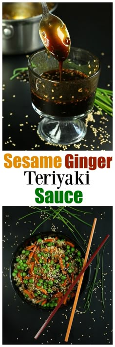 sesame ginger teriyaki sauce in a glass bowl with chopsticks