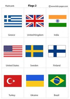 flags that are all in different colors and sizes, with the names on each one