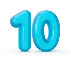 the number ten is made out of blue balloons on a white background with clipping for text