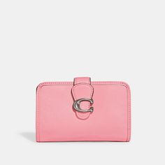 COACH® | Tabby Medium Wallet Bifold Coin Purse With Snap Closure, Classic Pink Leather Wallet, Classic Pink Wallet With Card Slots, Classic Pink Wallets With Card Slots, Classic Pink Compact Wallet, Classic Compact Pink Wallet, Classic Bifold Coin Purse With Card Slots, Classic Trifold Wallets With Snap Closure, Formal Bifold Wallet With Snap Closure