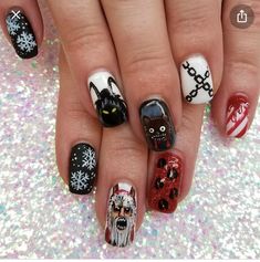 Blood Nails, Monster Nails, Xmas Nail Art, Hair And Nail Salon, Hello Nails, Creepy Christmas, Nail Art Designs Summer, Black Nail Designs