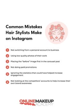 Instagram has become a powerful tool for hair stylists to showcase their skills and attract new clients. However, there are common mistakes that hair stylists make on Instagram that can hinder their success. Here are six of those mistakes! 💗 #instagramtips #beautyindustry #hairstylistinstagram #hairstylist New Clients, Hair Stylists, Free Makeup, Online Makeup, Training Video