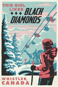 this girl likes black diamonds poster from denver, colorado by vintage ski advertising art print