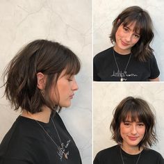 Grunge Short Hair With Bangs, Gorgeous Hair Styles, Style For Short Hair, Bob Pendek, Hair Styles Ideas, Short Wavy Haircuts, Short Haircuts With Bangs, Short Dark Hair, Shaggy Short Hair