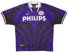 a purple and black soccer jersey with the word phillipss on it's chest