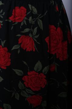 "FREE SHIPPING ON ORDERS OVER $35 TO THE USA!  Black, Rose Skirt, Red Flowers, Floral Patterns, Size Small, Blair Boutique, Clothes, Outfit, Vintage, ~ 170121 - Nice black skirt with red flowers. The size is Small. By Blair Boutique. Vintage. ' ' ' ' ' | ' ' ' ' ' | ' ' ' ' | ' ' ' ' | ' ' ' ' | ' ' be sure to measure ' ' | ' ' ' ' | ' ' ' ' | ' ' ' ' | ' ' ' ' ♥ Waist (laying flat): 17\" ♥ Overall Length: 32\" All measurements are taken while garment is laying flat. Please double the measurements when determining fit. Any accessories are not included but may be available.  Here at Boom Thang we buy high-quality vintage items that you simply can't find in stores! We love giving these items a second life! IMPORTANT INFO BELOW (Please Read Before Sending a Convo) - Measurements: We try to in Culture Dress, Measure Waist, Black Cover Up, Black Floral Skirt, Rose Clothing, Rose Skirt, Boutique Clothes, Outfit Vintage, Red Chiffon