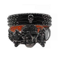 Metal Skull Black Crocodile Strap With Black Studded Rhinestone Diamond Belt Belt Store, Studded Belts, Diamond Belt, Skull Belt, Rhinestone Belts, Rhinestone Skull, Cowgirl Belts, Bling Belts, Metal Skull