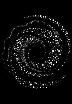 an abstract black and white photo with circles in the center, on a dark background