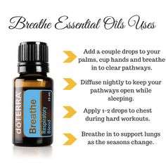 Enriched with essential oils that help cool and invigorate, promoting feelings of easy breathing, doTERRA Breathe is one of doTERRA Breathe Essential Oil, Snoring Essential Oils, Clear Lungs, Essential Oils For Breathing, Doterra Breathe, Terra Essential Oils, Essential Oils Doterra, Doterra Recipes