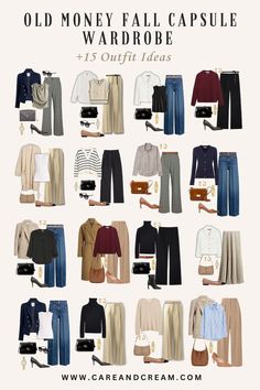 Essentials Outfits For Women, Classy Outfits Capsule, Old Money Outfit Capsule, Quiet Luxury Autumn Outfits, Fall 2024 Outfit Aesthetic, Casual Quiet Luxury Outfits, Between Summer And Fall Outfits, Simple Elegance Style