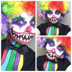 Clown Costume Makeup, Costume Makeup Ideas, Clown Makeup Halloween, Creepy Clown Makeup, Halloween Makeup Clown, Halloweenský Makeup, Halloween Circus