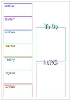 the printable to do list is shown in rainbow and blue, with words that spell out