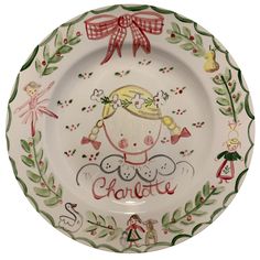 Tricia Lowenfield  - 12 Days of Christmas Plate - Girl - Premium  from Tricia Lowenfield Design Tricia Lowenfield, Sweet Illustration, Cookies For Santa Plate, Santa Plate, The 12 Days Of Christmas, Birthday Plate, Nutcracker Ornaments, Christmas Plate, Personalized Plates