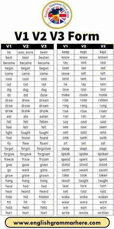 the english and german form chart for v1 v3v4 form, which is also