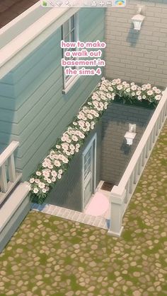 an aerial view of a house with flowers growing on the windowsill and in the ground