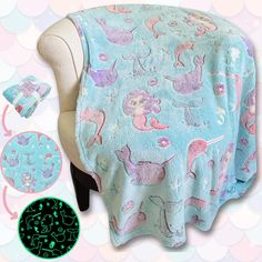 an image of a blanket with mermaids on it