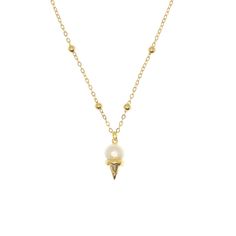 This Pearl Ice Cream Necklace will bring you a sweet treat. It combines delicate pearls with high-quality gold plating to create a unique and elegant yet playful piece, as if capturing the deliciousness of an ice cream cone in timeless beauty. Matching earrings are available for a complete look. Handcrafted in London Away from any chemical substances (including perfume, makeup, skincare, bleach and etc) Avoid water, remove the item in the shower and when sleeping. Remove the item during sports a Luxury Gold Pearl Shell Necklace, Luxury Gold Shell Necklace With Pearl Charm, White Pearl Charm Gold-plated Necklace, Ice Cream Necklace, Gold Shell-shaped Pearl Necklace With Charm, Alphabet Jewelry, Fine Earrings, Mens Jewelry Bracelet, Watch Necklace