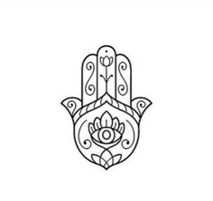 a hamsa with an image of a flower in the middle and two hands on each side