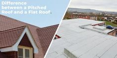 two pictures side by side showing different types of roofs