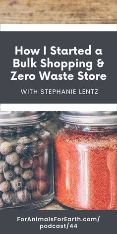 some jars filled with different types of food and the words how i started a bulk shopping & zero waste store