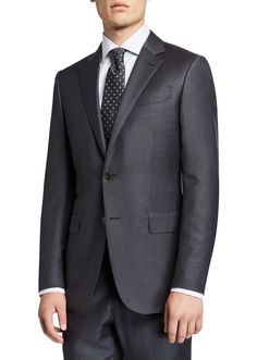 Ermenegildo Zegna Men's Trofeo Milano Two-Piece Wool Suit - Charcoal Zegna Suit, Grey Suit Men, Ermenegildo Zegna Men, Striped Two Piece, Look Formal, Designer Suits For Men, Mens Luxury Fashion, Opening A Boutique, Silk Suit