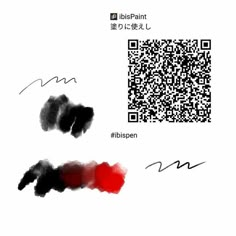 some black and red ink is on a white paper with a qr code in it