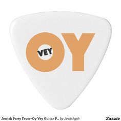 an orange and white guitar pick with the word joy on it