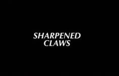 the words sharpened claws are in white letters on a black background with an image of a