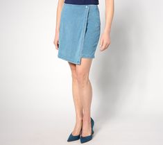 Looking to ramp up your sunny-weather wardrobe rotation? Don't skip on this Comfy Knit Air skort. The cute faux wrap front and fresh seam detail instantly elevates any tee or tank, while the shorts (visible in the back) allow for confident coverage. It's a win-win! From Denim & Co.® Fashions. Sunny Weather, Sunnies, Dress Skirt, Fashion Dresses, Wardrobe, Knitting, Dresses