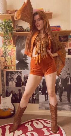 70s Festival Fashion, Orange 70s Outfit, 70a Fashion, Modern 60s Outfits, 70s Hippie Fashion, 70s Hippie Outfits, Fall Inspiration