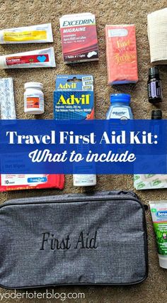 travel first aid kit laid out on the ground