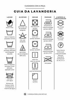 an image of laundry symbols and instructions for washing clothes in the washroom, with spanish text