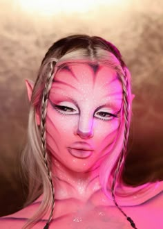 Pink Avatar Makeup, Makeup Horor, Pink Avatar, Halloween Makeup Artist, Festival Eye Makeup, Holloween Makeup, Extreme Makeup