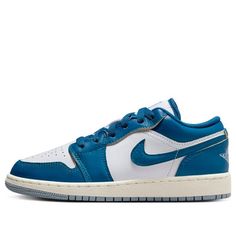 (GS) Air Jordan 1 Low SE 'Industrial Blue' FN9137-141 Jordan 1 Low Blue Outfit, Jordan 1 Low Blue, Blue And White Jordans, Nike Jordan 1 Low, Air Jordan Low, Jordan Style, Industrial Blue, White Industrial, Back To School Shoes