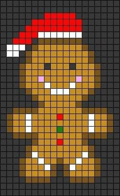 a cross stitch teddy bear wearing a santa hat