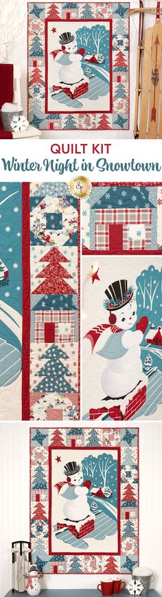 the quilt kit is designed to look like a snowman