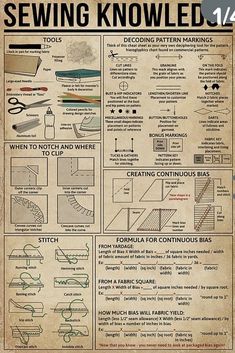 an old poster with instructions on how to sew